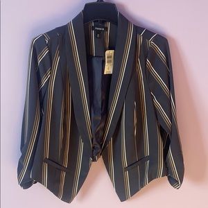 🆕 Dark Slate Grey Stripe Crepe Cutaway Blazer